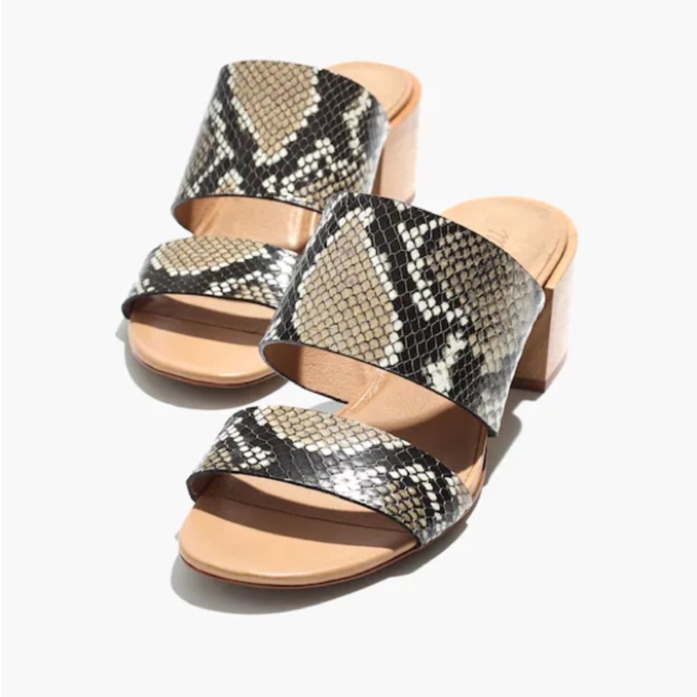 $148 MADEWELL “Kiera” Block Heel Mule Strappy Sandal Shoe in Leather Size 7
